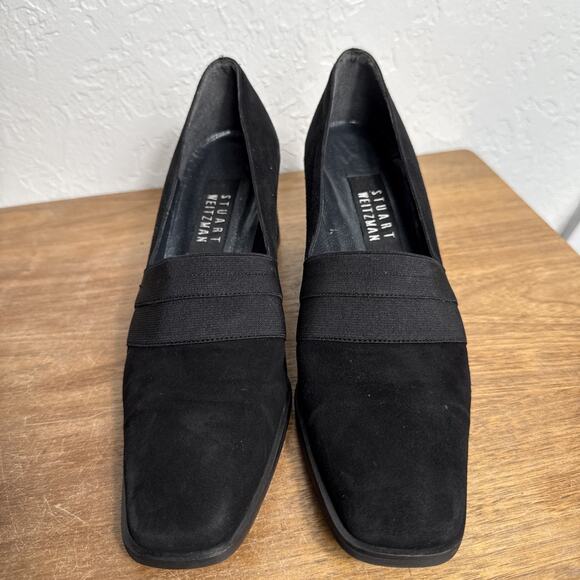 Stuart Weitzman Gotham Chunk Heel Size 7 B Women's Square Toe Nubuck Leather EUC - Picture 10 of 10
